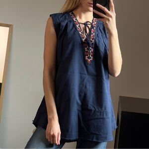 Free People sleeveless tunic top, size:XS (for me oversize)